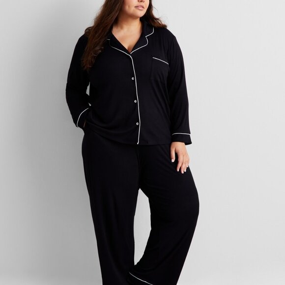 #1032 State of Day Women's 2-Pc. Packaged Ribbed Notched-Collar Pajamas set - Picture 2 of 6